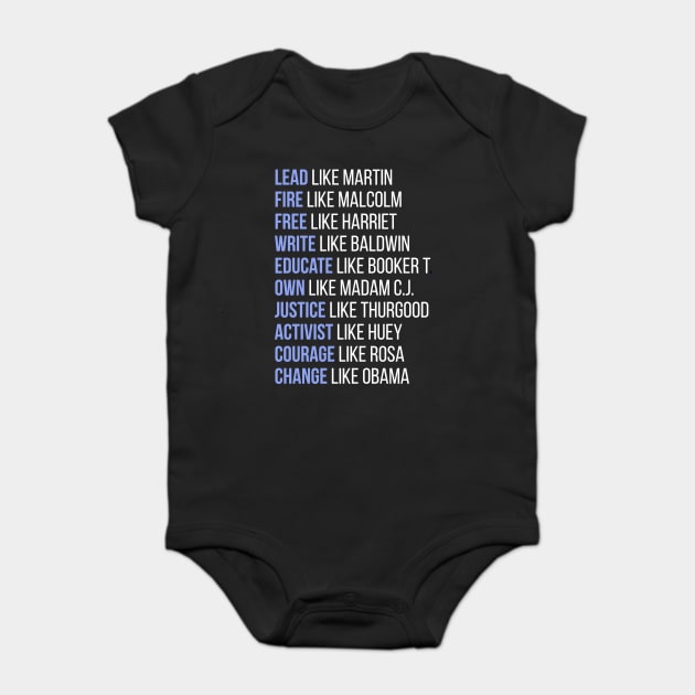 Black Ledgends, Black History, African American, Civil Rights Leaders, Dream like Martin Baby Bodysuit by UrbanLifeApparel